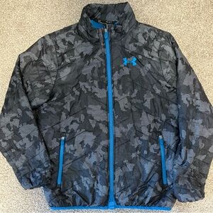 Under Armour Black‎ and Blue ColdGear Light Puffer Spring Jacket Boys Size Large
